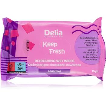 Delia Cosmetics Keep Fresh Sensitive osviežujúce vlhčené obrúsky 15 ks