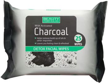 Beauty Formulas Kozmetické obrúsky s aktívnym uhlím Charcoal ( Detox Facial Wipes) 25 ks