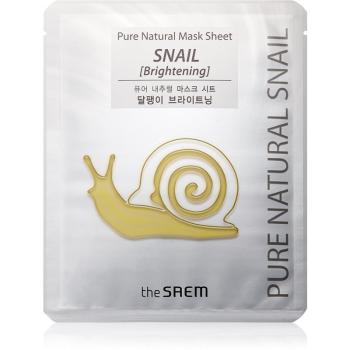 The Saem Pure Natural Snail plátenná maska pre rozjasnenie a vitalitu pleti 20 ml