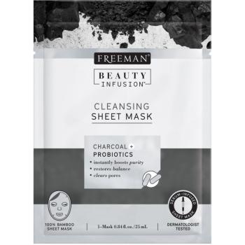 Freeman Beauty Infusion Charcoal + Probiotics čistiaca látková maska s aktívnym uhlím pre všetky typy pleti 25 ml