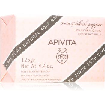 Apivita Natural Soap Rose & Black Pepper čistiace tuhé mydlo 125 g
