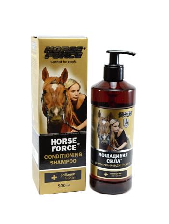 HorseForce Šampón s kondicionérom s kolagénom a lanolínom pre všetky typy vlasov - Dina+ Konská sila - 500ml litre: 1 l