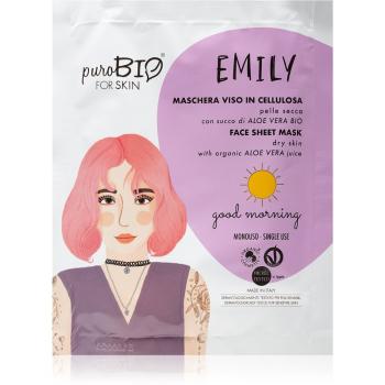 puroBIO Cosmetics Emily Good Morning plátenná maska s hydratačným a upokojujúcim účinkom s aloe vera 15 ml