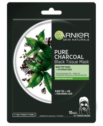 Garnier Čierna textilná maska s extraktom z čierneho čaju Pure Charcoal Skin Naturals (Black Tissue Mask) 28 g