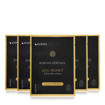 KORIKA Korean Heritage set pleťových masiek za zvýhodnenú cenu Jeju honey & AHA - BHA complex sheet mask (pre dokonalé vyčistenie pleti)