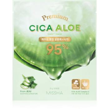 Missha Premium Cica Aloe plátenná maska s čistiacim a osviežujúcim účinkom s aloe vera 21 g