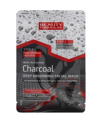 Beauty Formulas Čistiaca starostlivosť o pleť s aktívnym uhlím 2v1 ( Charcoal Deep Absorbing Facial Mask) 13 g