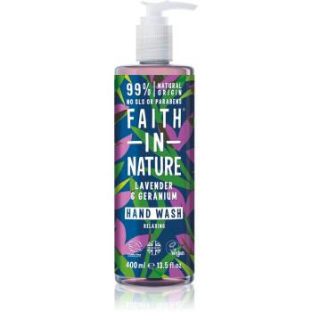 Faith In Nature Lavender & Geranium prírodné tekuté mydlo na ruky s vôňou levandule 400 ml