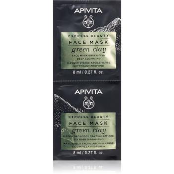 Apivita Express Beauty Green Clay čistiaca a vyhladzujúca pleťová maska so zeleným ílom 2 x 8 ml