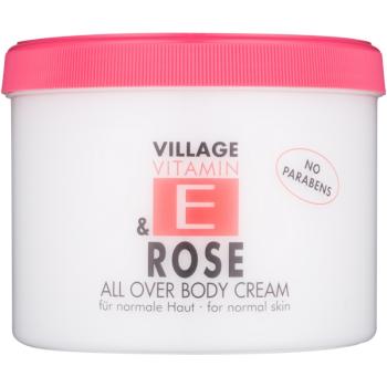 Village Vitamin E Rose telový krém bez parabénov 500 ml
