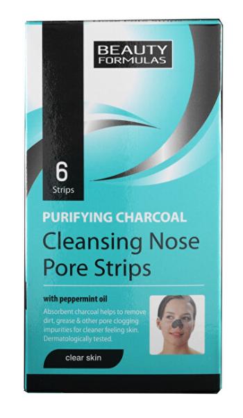 Beauty Formulas Čistiace pásky na nos s aktívnym uhlím Charcoal ( Clean sing Nose Pore Strips) 6 ks